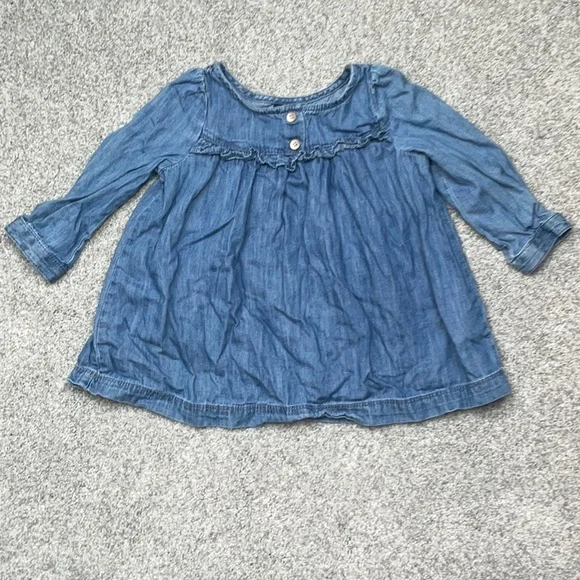 baby gap denim dress Gap Factory Babygap Squareneck Dress Chambray Heart Size 3 YRS